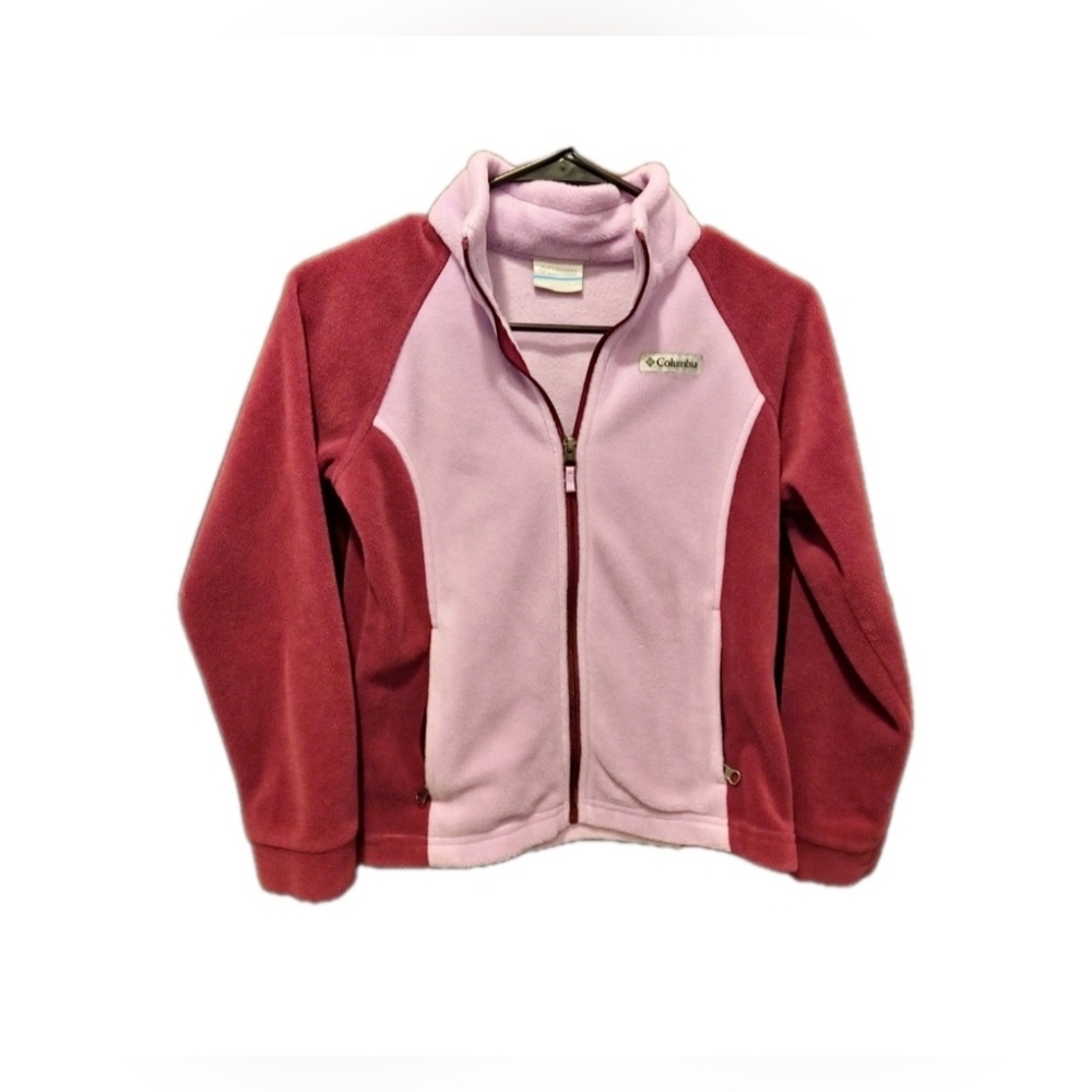 Columbia Benton Springs Pink Full Zip Fleece Jacket Youth Girl's Size M 10-12